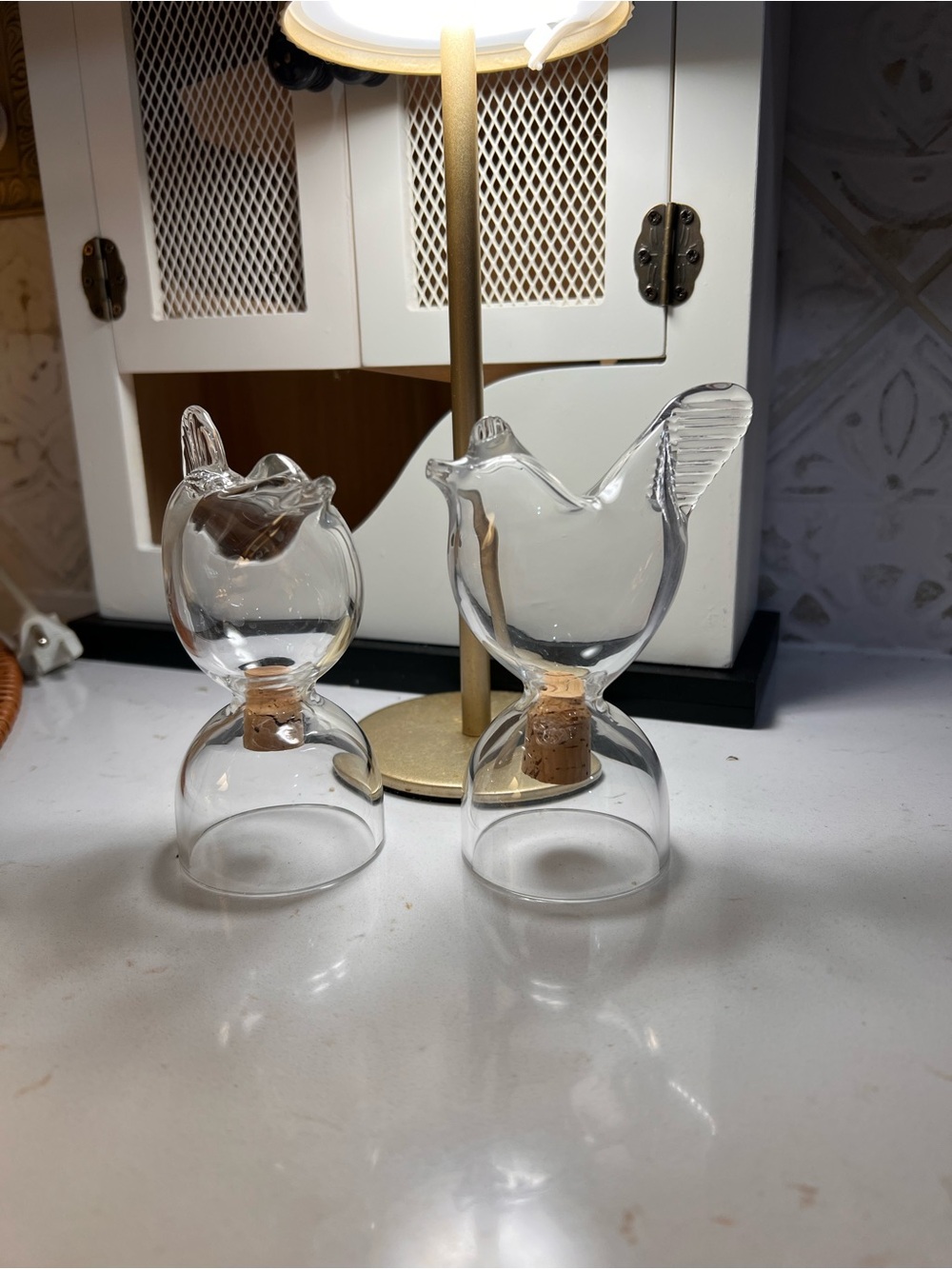 Vintage 1970s Nuutajärvi Kerttu Nurminen Glass Bird Salt & Pepper Shakers